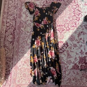 Maurices Black Floral Asymmetrical Dress